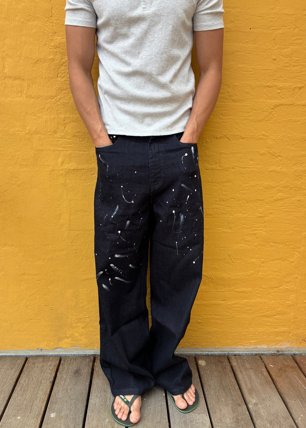 Selvedge Splatter Baggy Jeans