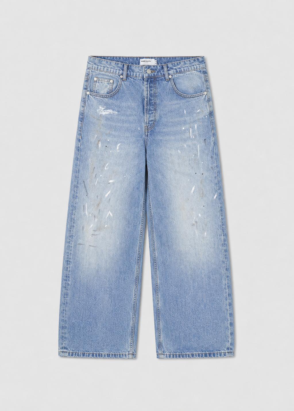 Light blue washed splatter jeans