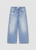 Light blue washed splatter jeans