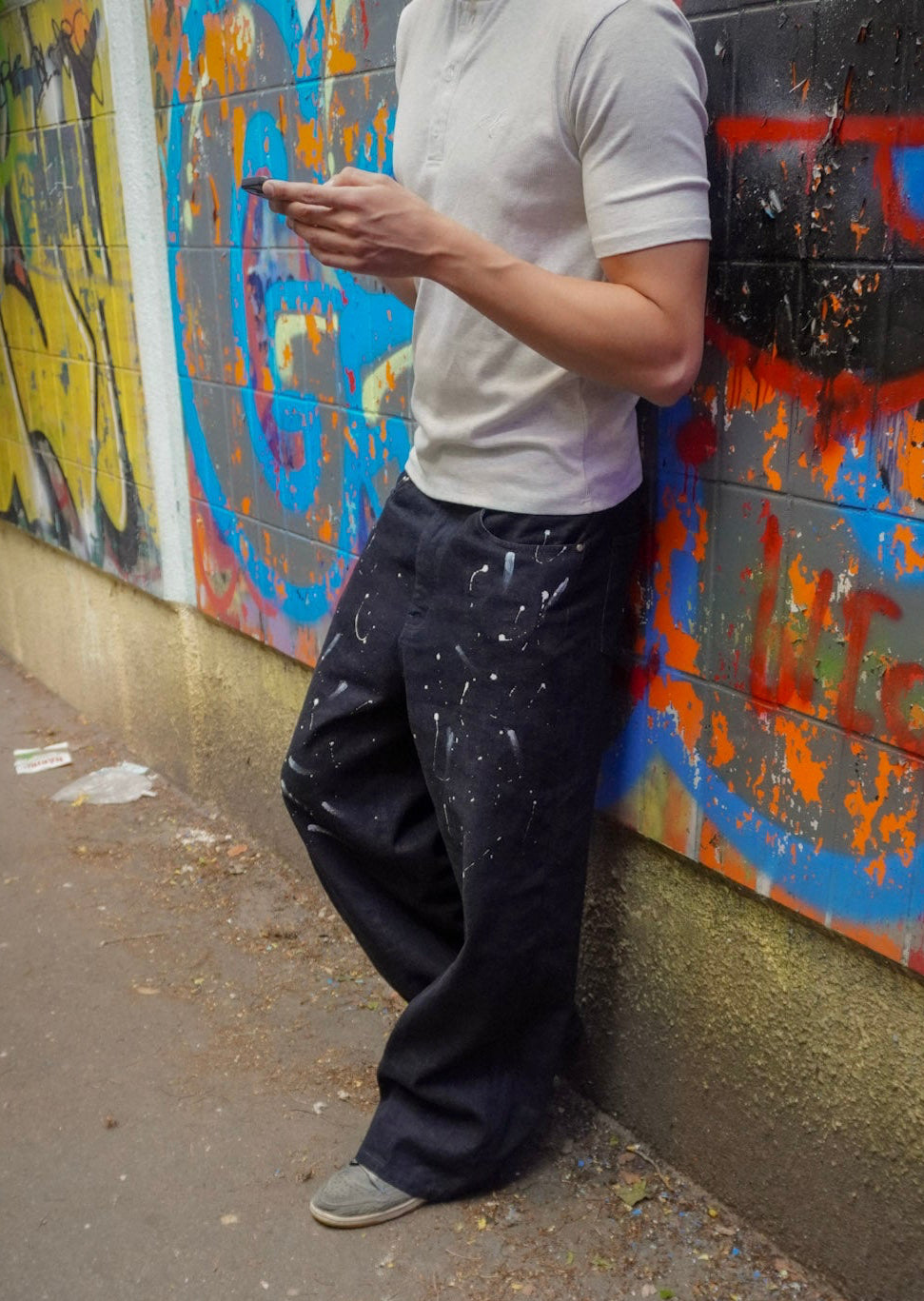 Selvedge Splatter Baggy Jeans