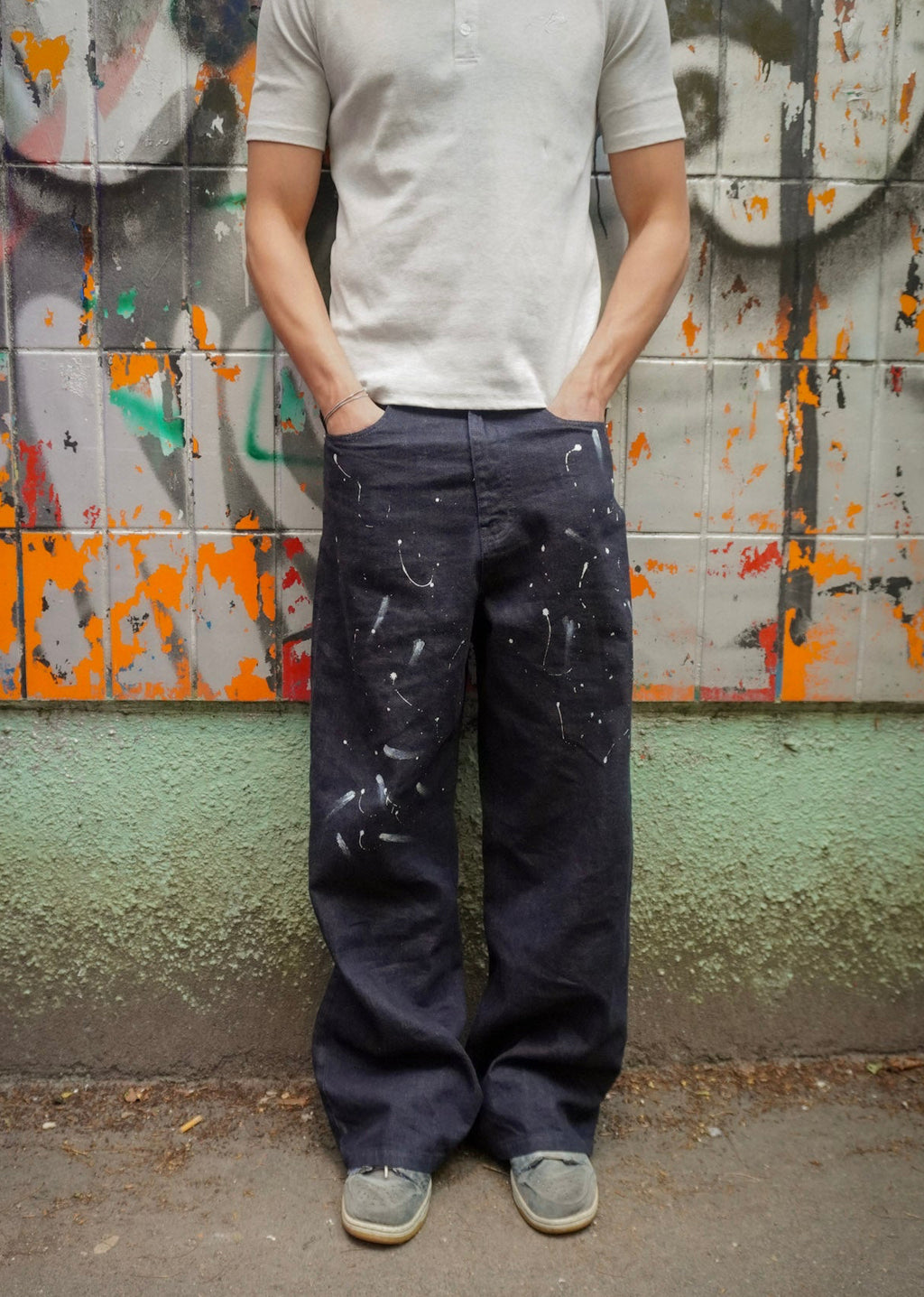 Selvedge Splatter Baggy Jeans