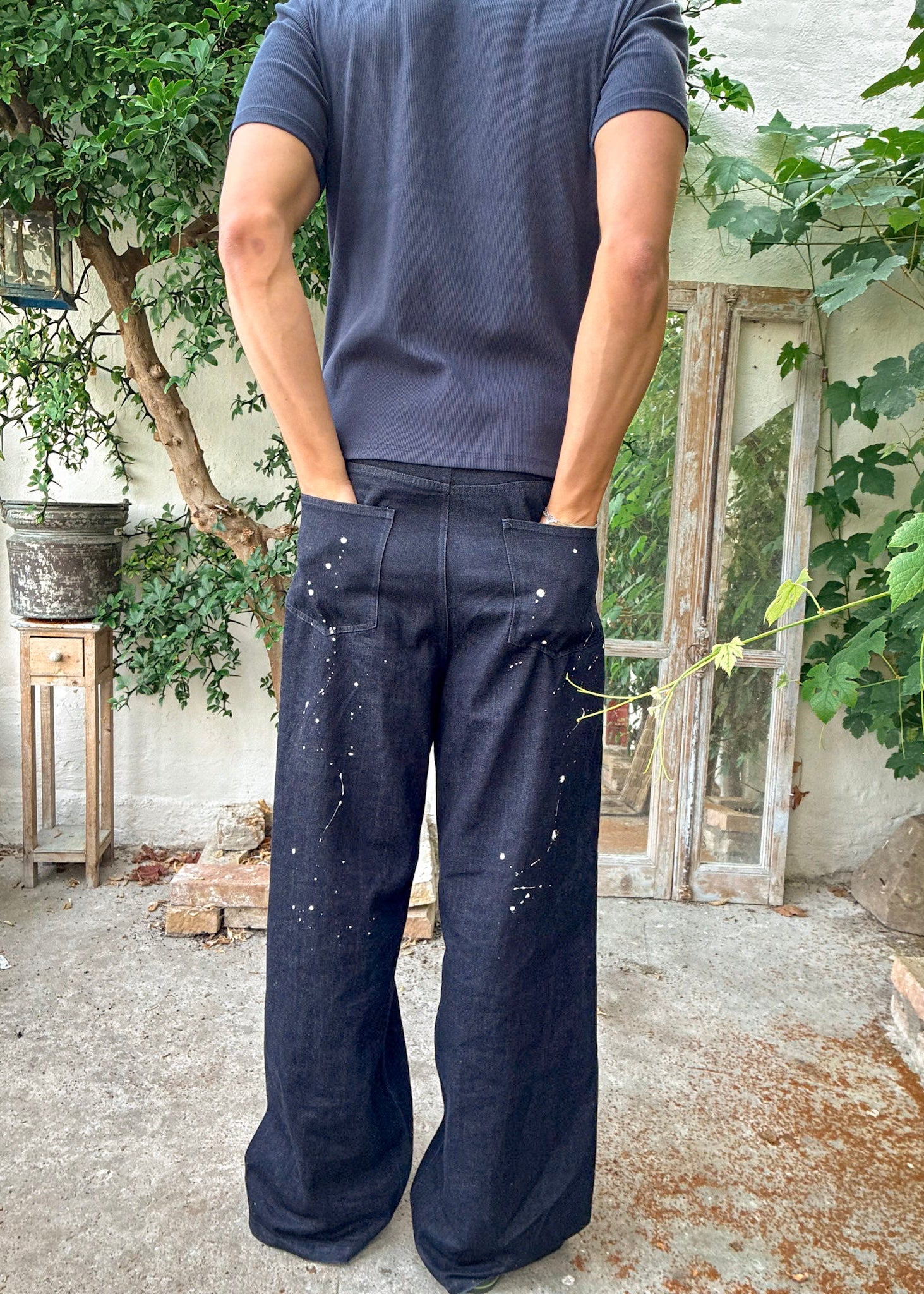 Selvedge Splatter Baggy Jeans